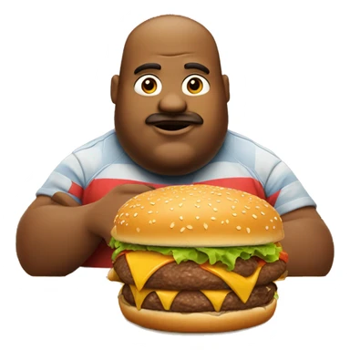 Fat man eating burger sticker