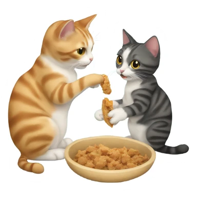 cat feeding another cat a wing sticker