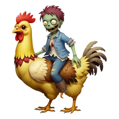 Zombie ridding on a cute chicken  sticker