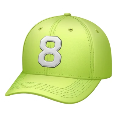 light lime cap with number “8” on it sticker