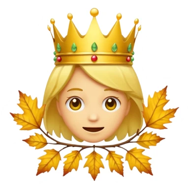 fall ecstatic emoticon artsy slightly creepy crown of leaves but make the base a normal yellow genderless emoji sticker