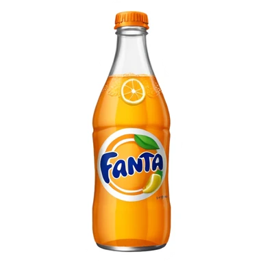 Una botella de cristal con el logo de Fanta con Fanta de limón dentro de color amarillo sticker