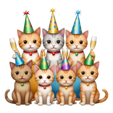 3 cats and a kitten at a birthday party sticker