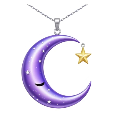 Aesthetic shiny sparkly violet crescent hanging from silver chain sticker