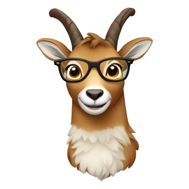 happy smart smiling brown chamois with glasses turn to left sticker
