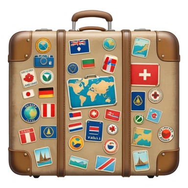 Suitcase with travel stickers from different countries sticker