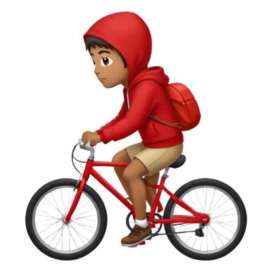 Swarley riding a bike wearing a red hoodie sticker
