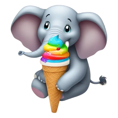 Elephant eating ice cream on the beach sticker