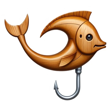 wooden fish hook sticker