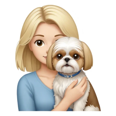 Blonde haired woman holding a shih tzu sticker