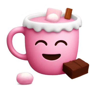 mug with cacao with marshmallow pink christmas mood sticker