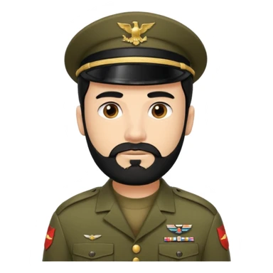 male soldier black hair and beard style remove cap sticker