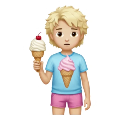blonde kid with fluffy hair wearing ice cream shorts saying 67 sticker