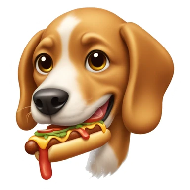 Dog eating a hotdog sticker