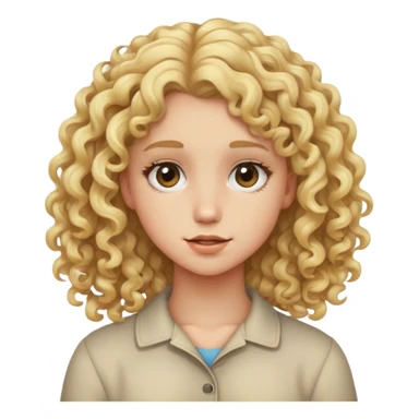 blonde teen girl with curly hair sticker