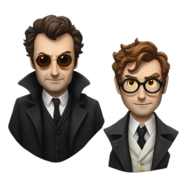 crowley from good omens with the 10th Doctor from Doctor who sticker