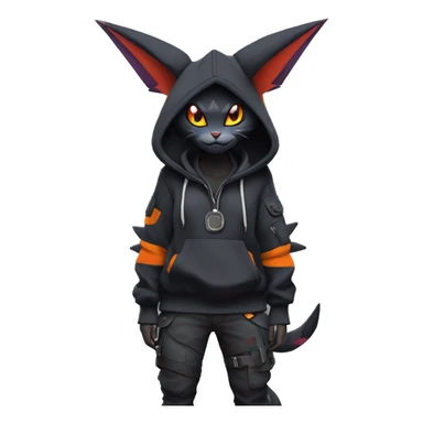 Dark Anthro Cool Noivern-Litten-Quilava-Pokémon Punk Techwear Hoodie Cargo Collar Full Body sticker