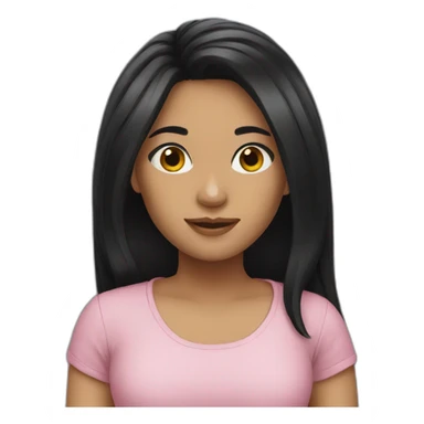 girl long black hair sticker