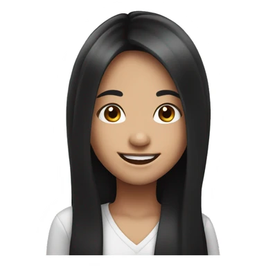 smiling girl with long black hair sticker
