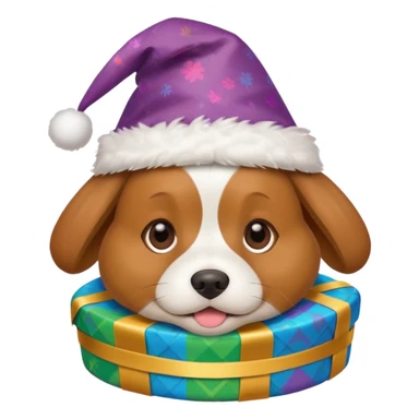 Dog in new yaer hat wrapped paper new yaer  sticker