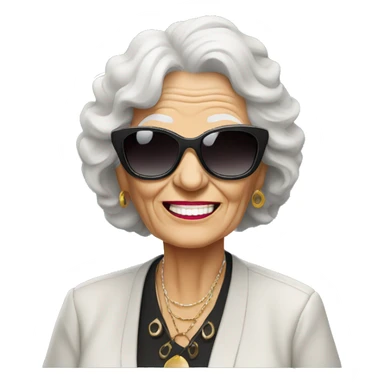 stylish rocker elderly woman using sunglasses sticker