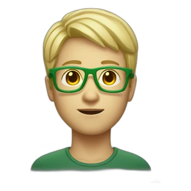 short blond hair male green glasses blinded by light sticker
