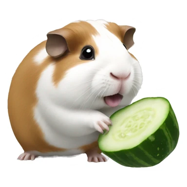 Guineapig standing on 2legs eating cucumber  sticker