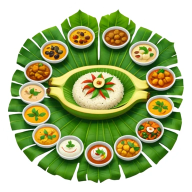 Kerala sadhya in large long banana leaf sticker