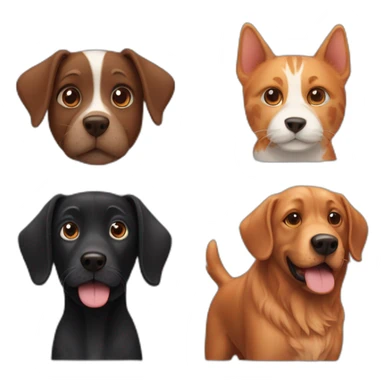 One black dog, one Brown dog and ginger cat sticker