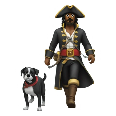 pirate walking a boxer dog in the snow sticker