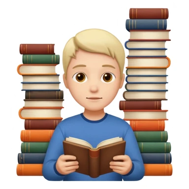 Reader + stack of books sticker