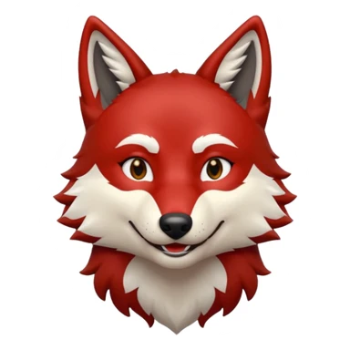 Red and black wolf with white accents smiling  sticker