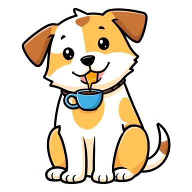 Dog drinking coffee  sticker