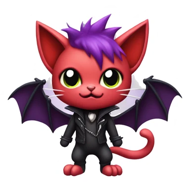 cute edgy kawaii Black punk red purple bat-cat Pokémon full body sticker