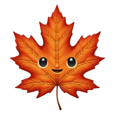 emoji, feuille d'érable couleur vermeille, deux yeux ronds noirs brillants sticker