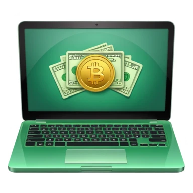 green laptop with black friday deals with coins and money tab open on it sticker