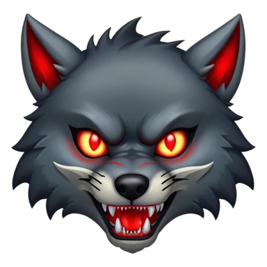 Demonic wolf with glowing red eyes and sharp fangs sticker