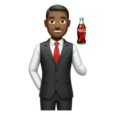 man in a suit with a coca cola in his hand sticker