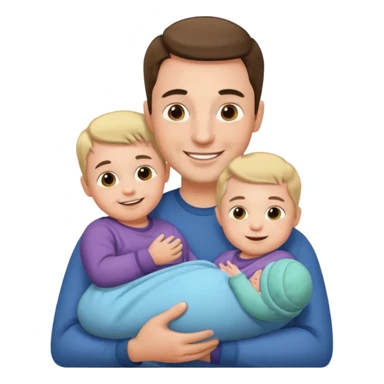 man with three babies sticker