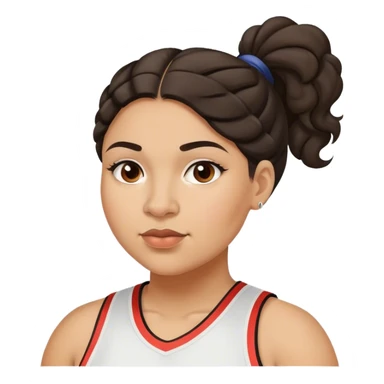  plus size light skin latino women basketball player with wavy dark hair in pony tail flat wide nose  sticker