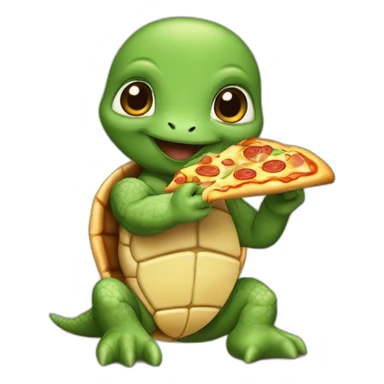 Baby turtle ninja eating pizza sticker