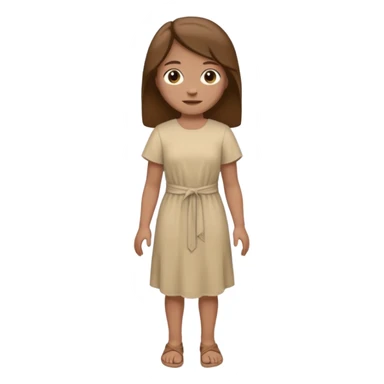 fullbody, head-to-toe, Lazarus's sister, Jesus's friend, with brown hair and beige dress, normal emoji style sticker