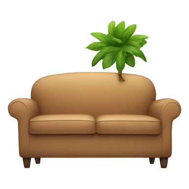 couch with a plant on the side and a table sticker
