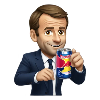 Emmanuel macron drinking a can of redbull sticker