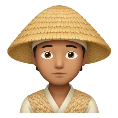 Asian guy with a rice hat, eyes more closed sticker