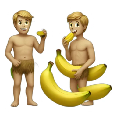 adam and eve eating banana sticker