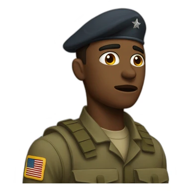 A soldier staring into the distance, clearly traumatized  sticker