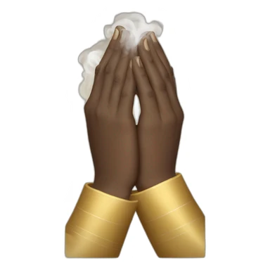 Hands in prayer with smoke around and the tips of the fingers  sticker