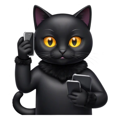 black-cat-with-phone sticker