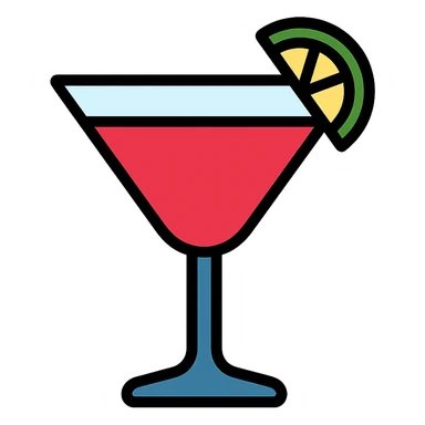 cosmopolitan cocktail in a martini glass, vibrant color sticker